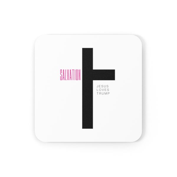 Salvation Cross - Cork Back Coaster - Jesus Loves Trump - Image 2