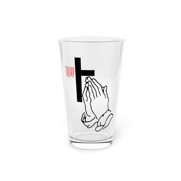 Trump Cross - Pint Glass, 16oz - Jesus Loves Trump - Image 2